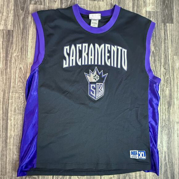 Vintage Sacramento Kings NBA XL Jersey Sleeveless Black Purple Made in Indonesia - Picture 1 of 7